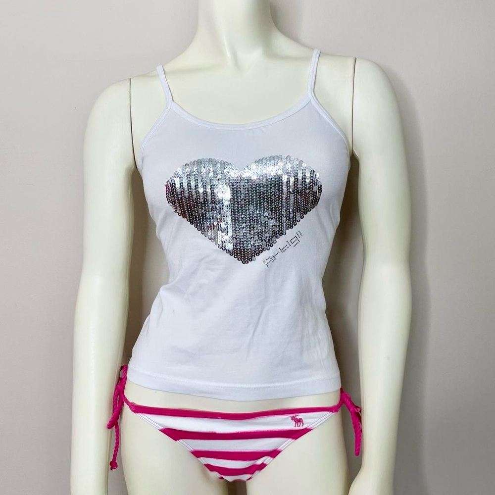 Vintage Y2K sequin heart tank top from Italy